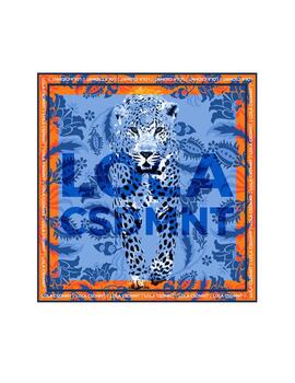Pañuelo Lola casademunt  leopardo y letras multi