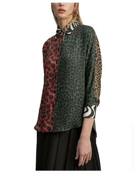 Camisa Lola Casademunt animal print combinado