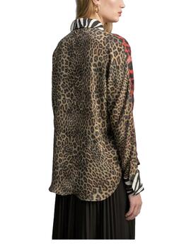 Camisa Lola Casademunt animal print combinado