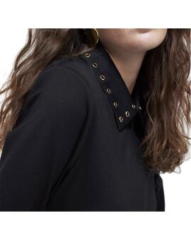 Vestido Lola Casademunt con cuello eyelets negro