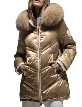 Parka LocoluXo asimétrica beige con pelo