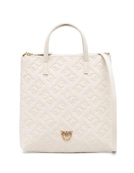 Bolso Pinko mini vitello seta logo imprimi blanco