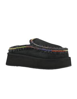 Zueco Mou clog Eskimo plataforma rhinest negro