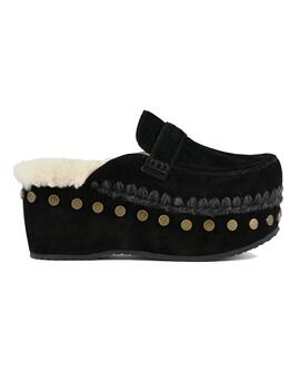 Zueco Mou  con plataforma clog logo negro