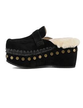 Zueco Mou  con plataforma clog logo negro