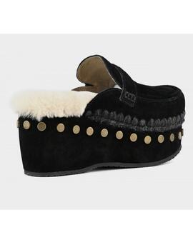 Zueco Mou  con plataforma clog logo negro