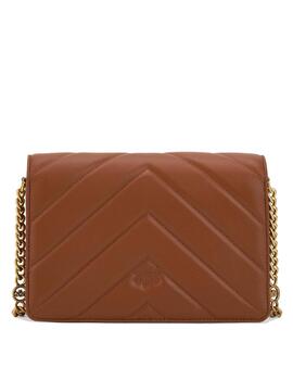 Bolso Pinko Love click classic big chevron cuero