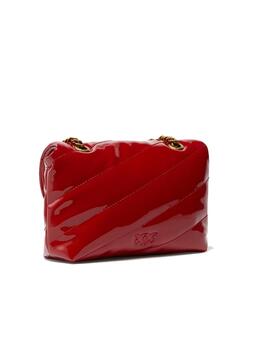 Bolso Pinko Love puff baby cl ecovernice rojo