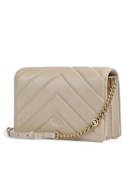 Bolso Pinko Love click classic sheep chevron beige