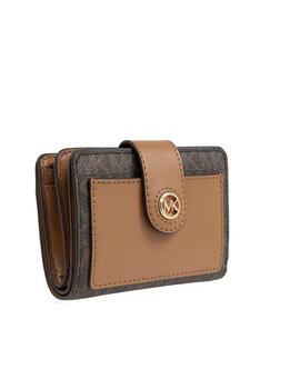 Billetera Michael Kors tab compact logo marrón