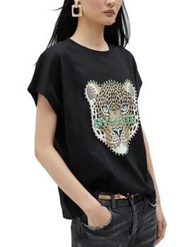 Camiseta Lola Casademunt leopardo negra