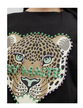 Camiseta Lola Casademunt leopardo negra