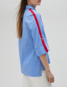 Camisa Lola Casademunt detalle grogain rayas azul